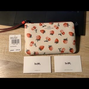 Coach Corner zip wristlet with fruit print